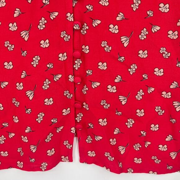 Sanctuary Peasant Button Front Womens Top Sz 3X Cottagecore Boho Red Smock Flowy - Picture 3 of 10